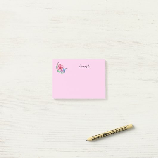 Tropische Bloem Kolibrie Gepersonaliseerd Post-it® Notes (Op bureau)