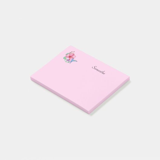 Tropische Bloem Kolibrie Gepersonaliseerd Post-it® Notes (Schuin)