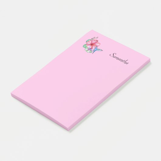 Tropische Bloem Kolibrie Gepersonaliseerd Post-it® Notes (Schuin)