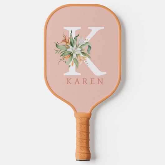 Tropische bloem  monogram pickleball paddle (Voorkant)