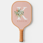 Tropische bloem monogram pickleball paddle (Achterkant)