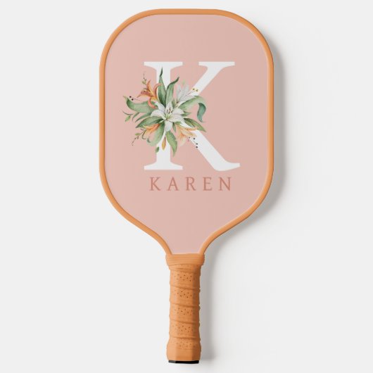 Tropische bloem  monogram pickleball paddle (Achterkant)