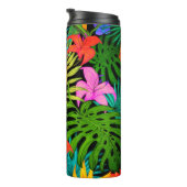 Tropische bloem monstera blad Hawaïaans kleurrijk Thermosbeker (Geroteerd rechts)