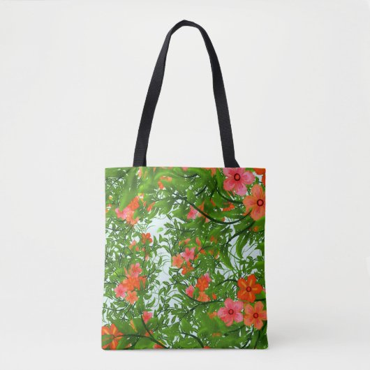 Tropische bloem oranje rood groen elegant tote bag (Voorkant)