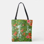Tropische bloem oranje rood groen elegant tote bag (Achterkant)