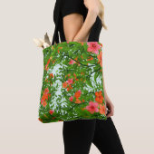Tropische bloem oranje rood groen elegant tote bag (Dichtbij)