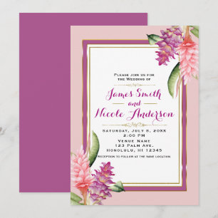 Tropische bloem orchidee paars & roze chic bruilof kaart