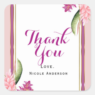 Tropische Bloem Orchidee Paars Roze Feest Favoriet Vierkante Sticker