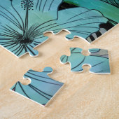 Tropische bloem paarse hibiscus Paradise tuin Legpuzzel (Zijkant)