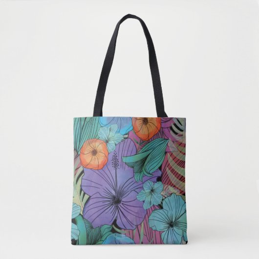 Tropische bloem paarse hibiscus Paradise tuin Tote Bag (Voorkant)