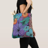 Tropische bloem paarse hibiscus Paradise tuin Tote Bag (Dichtbij)