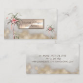 Tropische bloem palmbomen goud visitekaartje (Voorkant / Achterkant)