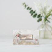 Tropische bloem palmbomen goud visitekaartje (Staand voorkant)