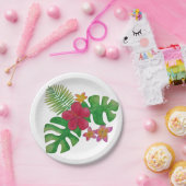 Tropische bloem papieren bordje (Feest)