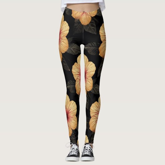 Tropische Bloem Patroon Leggings (Voorkant)