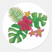 Tropische bloem ronde sticker (Voorkant)