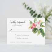 Tropische bloem RSVP antwoordkaart Kaart (Staand voorkant)