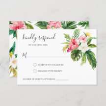Tropische bloem RSVP antwoordkaart