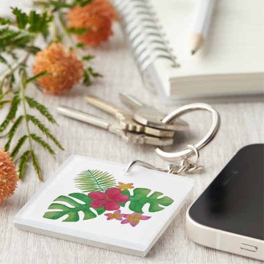 Tropische bloem sleutelhanger (Voorkant Rechts)