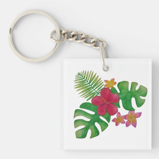 Tropische bloem sleutelhanger (voorkant)