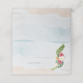 Tropische Bloem Strand Trouwtafel Plaatskaartje (Buitenkant ongevouwen)