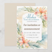 Tropische Bloem Strand Uitnodiging Template (Voorkant / Achterkant)