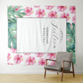 Tropische Bloem Sweet 16 Verjaardag Party Achtergr Wandkleed (In Situ (horizontaal))