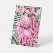 Tropische bloem van het leven bruiloft buffet reclamebord met voetstuk (Voorkant)