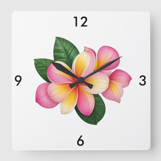 Tropische Bloem Wandklok (Voorkant)