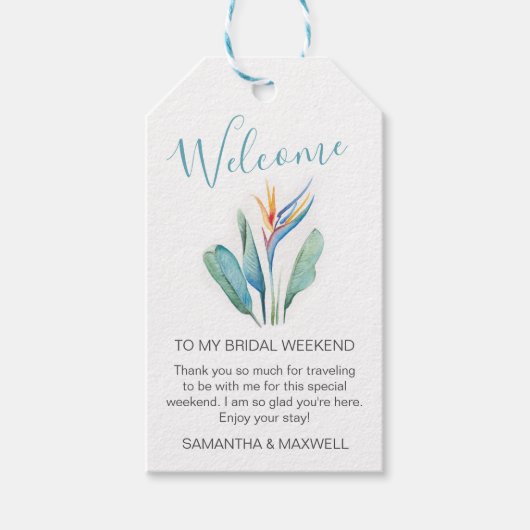 Tropische Bloem Welkomst Cadeau Labels Cadeaulabel (Voorkant)