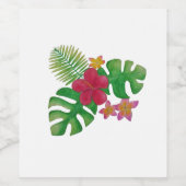 Tropische bloem wijn etiket (Enkel label)