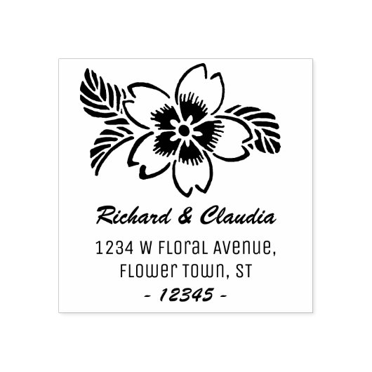 Tropische bloem Wildflower | Naam Retouradres Rubberstempel (Afrduk)