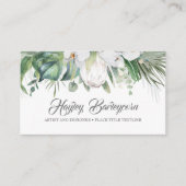 Tropische Bloem - Witte Koning Protea en Orchideeë Visitekaartje (Voorkant)