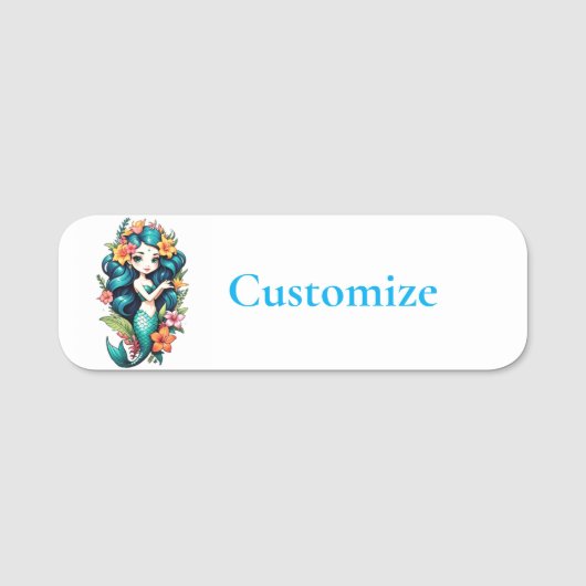 Tropische Bloem Zeemeermin Thunder_Cove Naamplaatje (Voorkant)