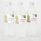 Tropische bloemananas waterfles etiket (Flessen)