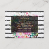 tropische bloembladeren en flamingos strepen visitekaartje (Achterkant)
