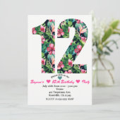 Tropische Bloemen 12 12e verjaardag Uitnodiging (Staand voorkant)