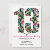 Tropische Bloemen 13 13e verjaardag Uitnodiging (Voorkant)