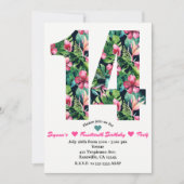 Tropische Bloemen 14 14e verjaardag Uitnodiging (Voorkant)