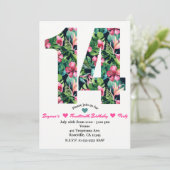 Tropische Bloemen 14 14e verjaardag Uitnodiging (Staand voorkant)