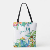 Tropische Bloemen 2-zijdige Custom Bride Tote Bag (Achterkant)