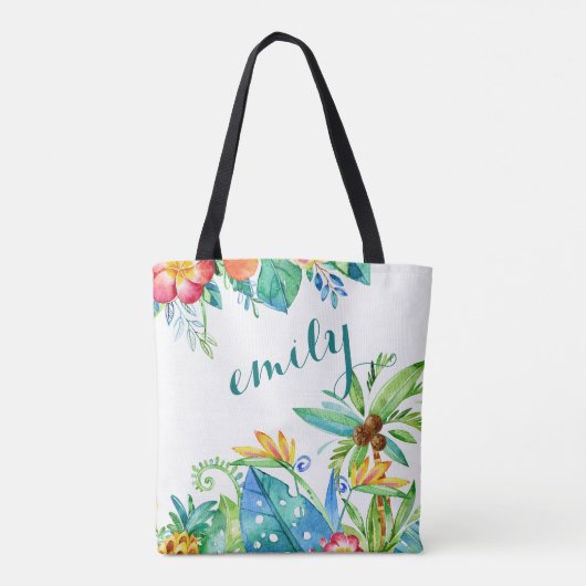 Tropische Bloemen 2-zijdige Custom Bride Tote Bag (Achterkant)