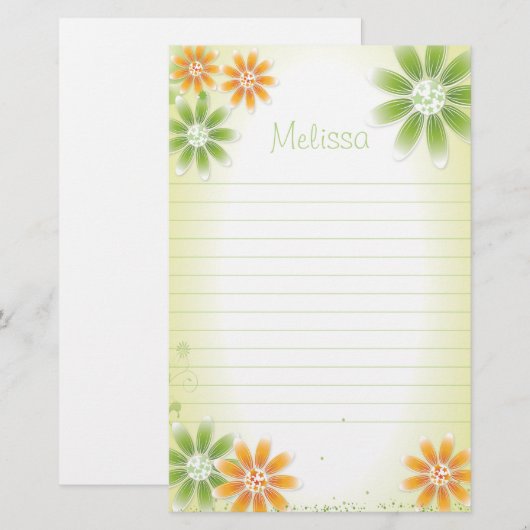 Tropische bloemen 5,5 x 8,5 inch — Stationery Briefpapier (Voorkant / Achterkant)