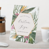 Tropische Bloemen Aangepaste Tekst Teken Reclamebord Met Voetstuk (Insitu)