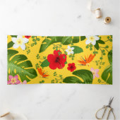 Tropische bloemen achtergrond 10 drieluik wenskaart (Binnen)