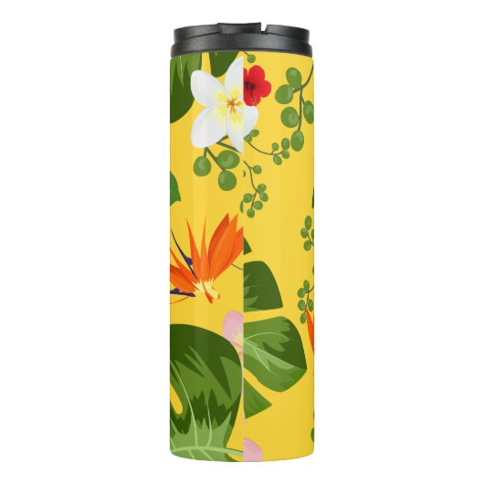 Tropische bloemen achtergrond 10 thermosbeker (Achterkant)