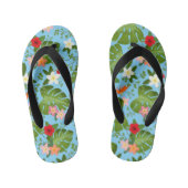 Tropische bloemen achtergrond 11 kinder teenslippers (Voetbed)