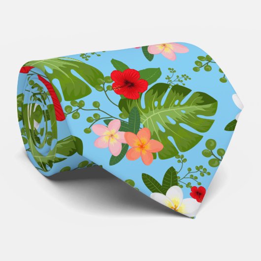 Tropische bloemen achtergrond 11 stropdas (Opgerold)