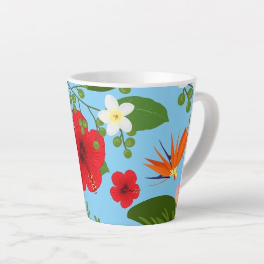 Tropische bloemen achtergrond 12 latte mok (Rechterhoek)