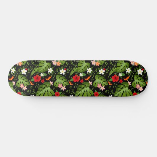 Tropische bloemen achtergrond 3 persoonlijk skateboard (Horizontaal)